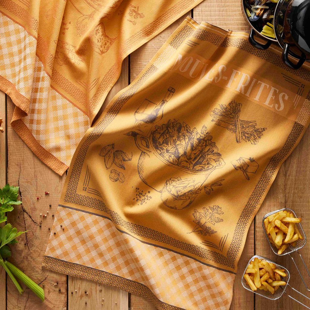 Winery Caramel French Cotton Jacquard Dish Towel by Tissus Toselli - I  Dream of France