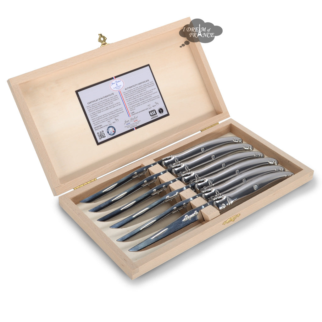 Laguiole Jean Dubost 6-Piece Steak Knife Block Set in Turquoise