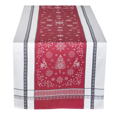 Christmas Spirit Red & Gray French Cotton Jacquard Napkin by Tissus To - I  Dream of France