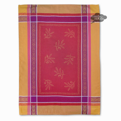 Olivia Blue & Yellow Cotton Jacquard Dish Towel by Tissus Toselli