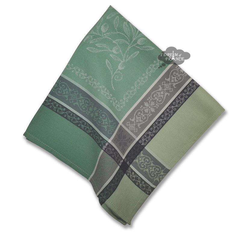 Olive Green Cotton French Jacquard Dish Towel - I Dream of France