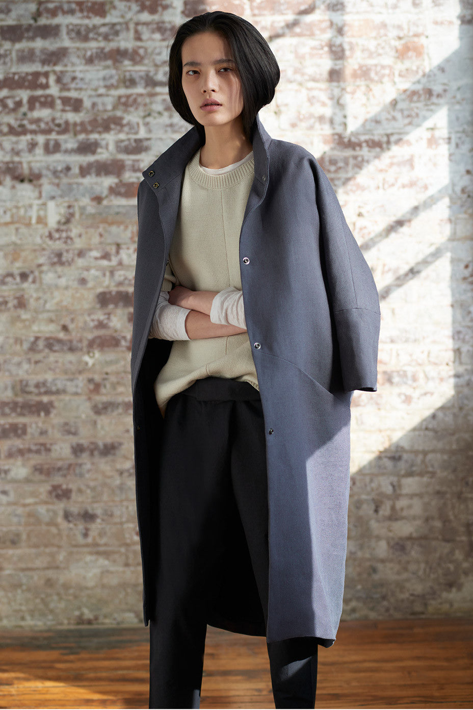 Emerson Fry Cocoon Coat Charcoal Linen | PATRICIA