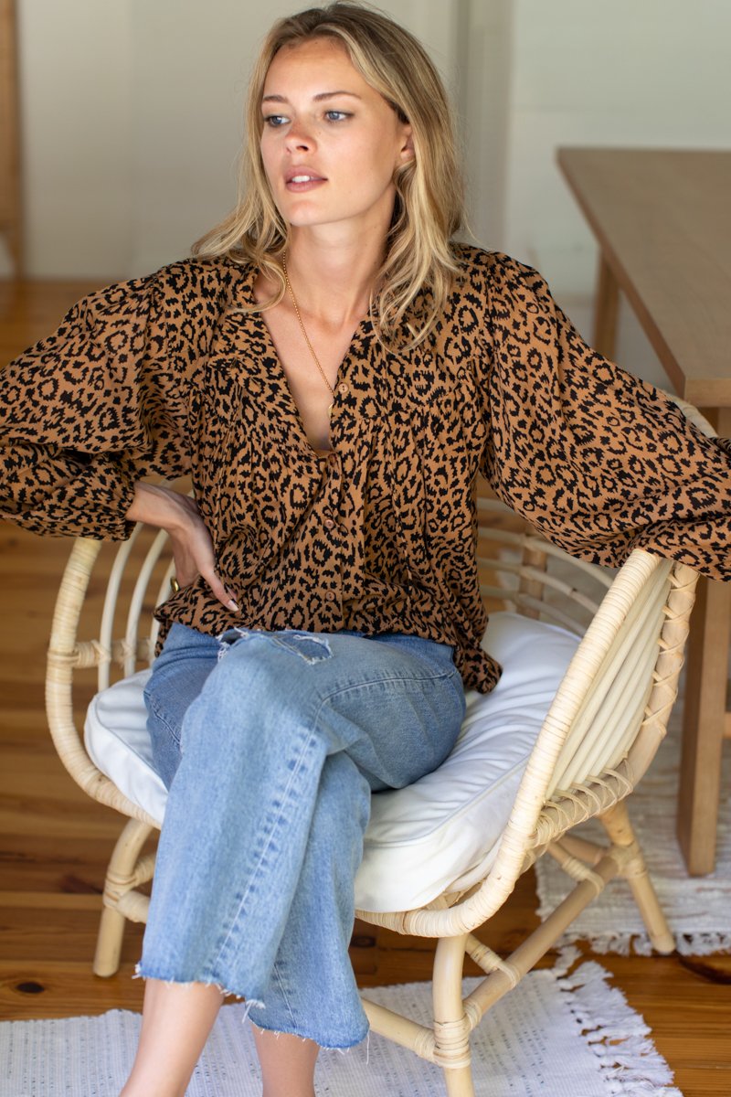 Emerson Fry Emmaline Blouse Leopard Print