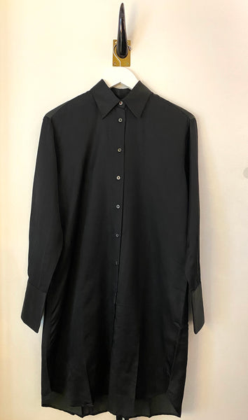 Brazeau Tricot Cotton Silk Shirt Dress Coal