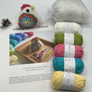 Granny Square Chicken Crochet Kit – Makes 3 Chickens - Warm and Wooly