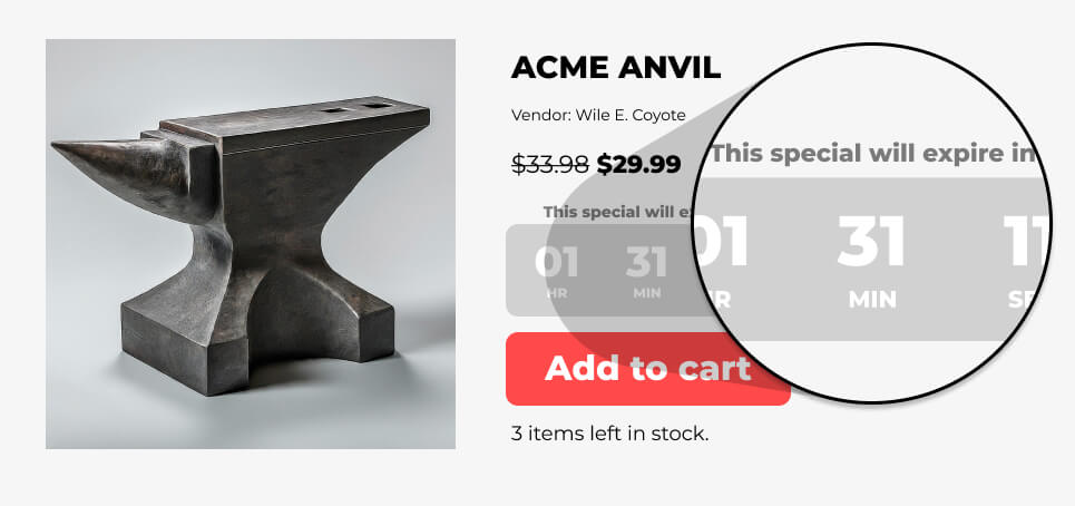 E-commerce countdown timer