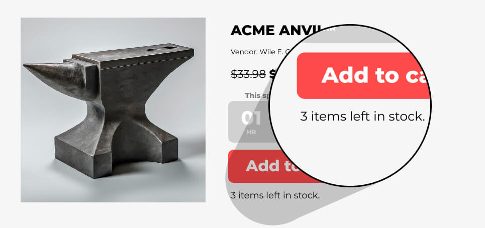 E-commerce stock level indicator