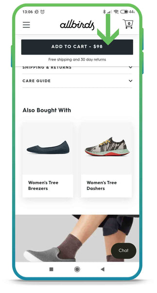 Sticky add to cart button ecommerce mobile