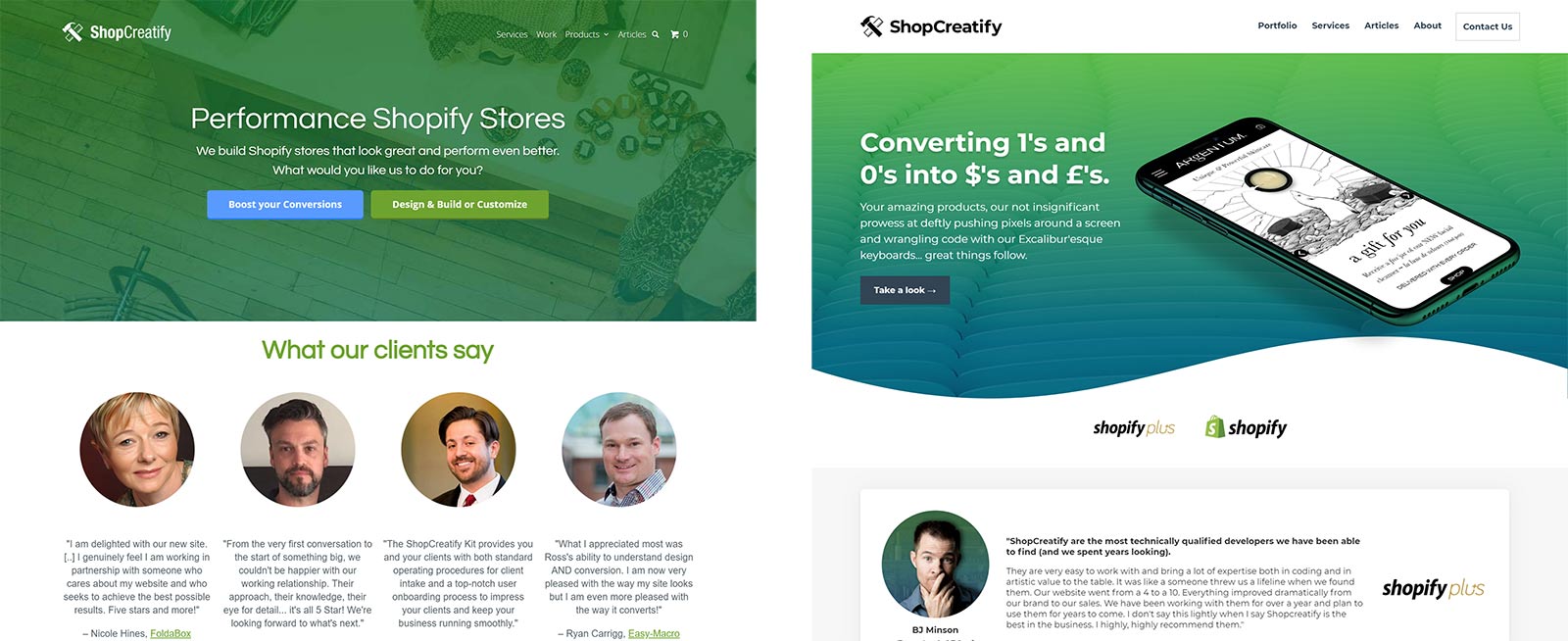 ShopCreatify Agency Site Redesign