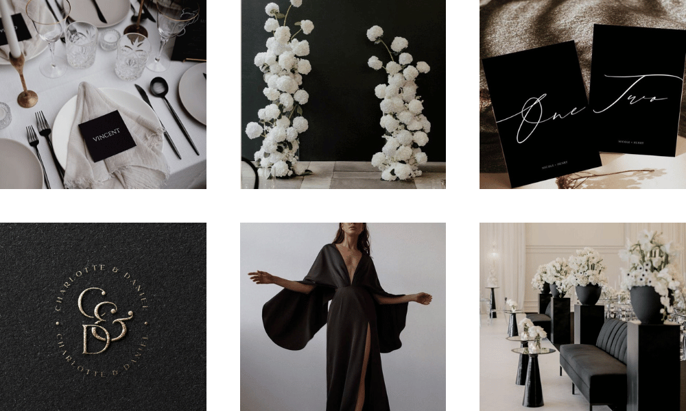 black wedding colour palette inspiration