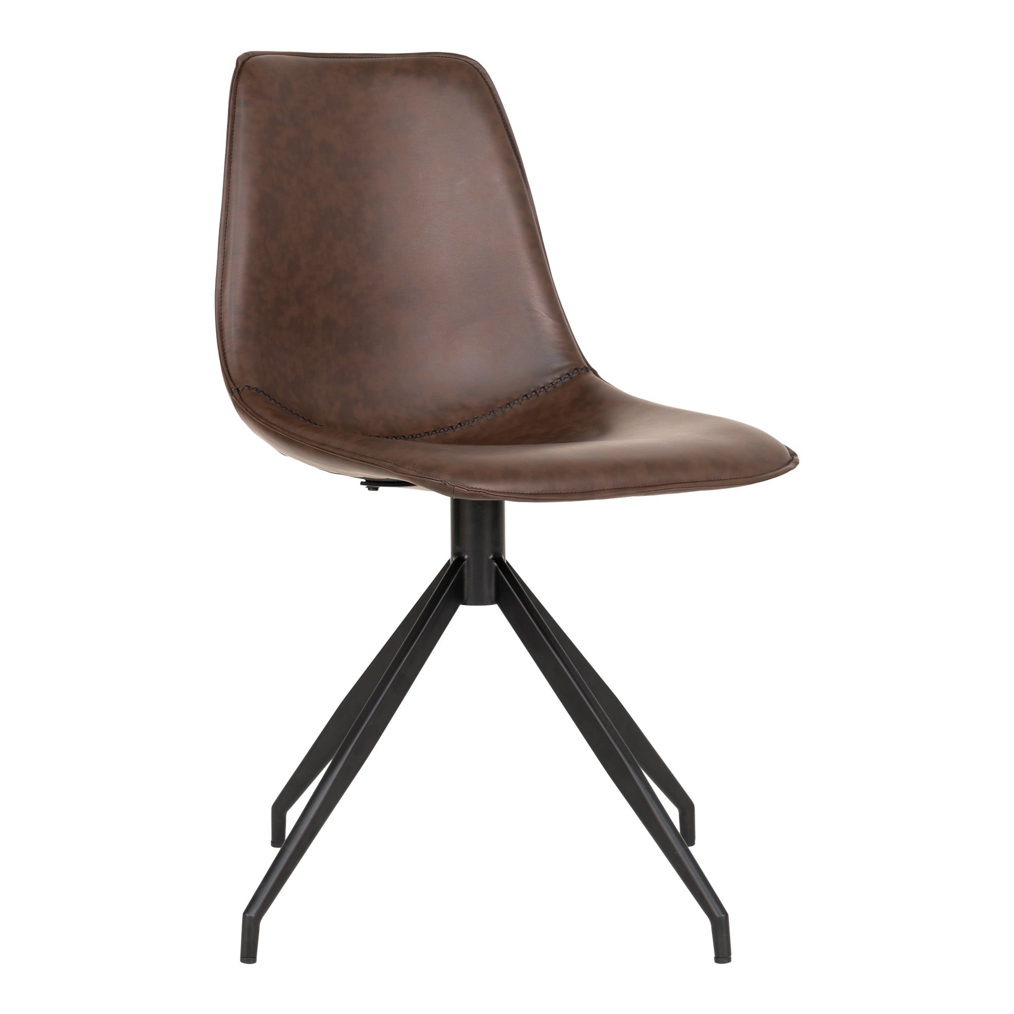 Billede af Monaco Spisebordsstol - Spisebordsstol I Pu Med Drejefod, Mørkebrun Med Sorte Ben, Hn1227 Sæt af 2 stk.
