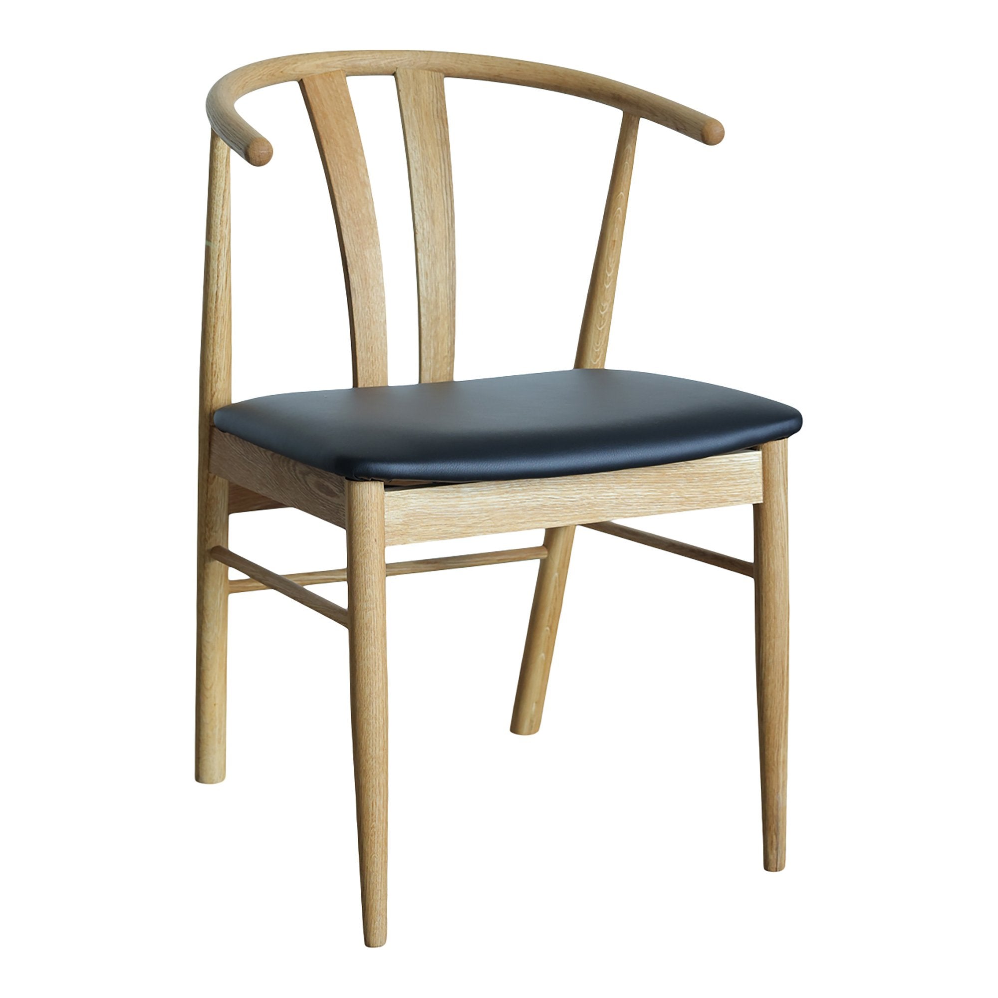 Billede af Artenara Spisebordsstol - Spisebordsstol, Egetræ Med Pu Sæde, Natur/Sort Sæt af 2 stk.