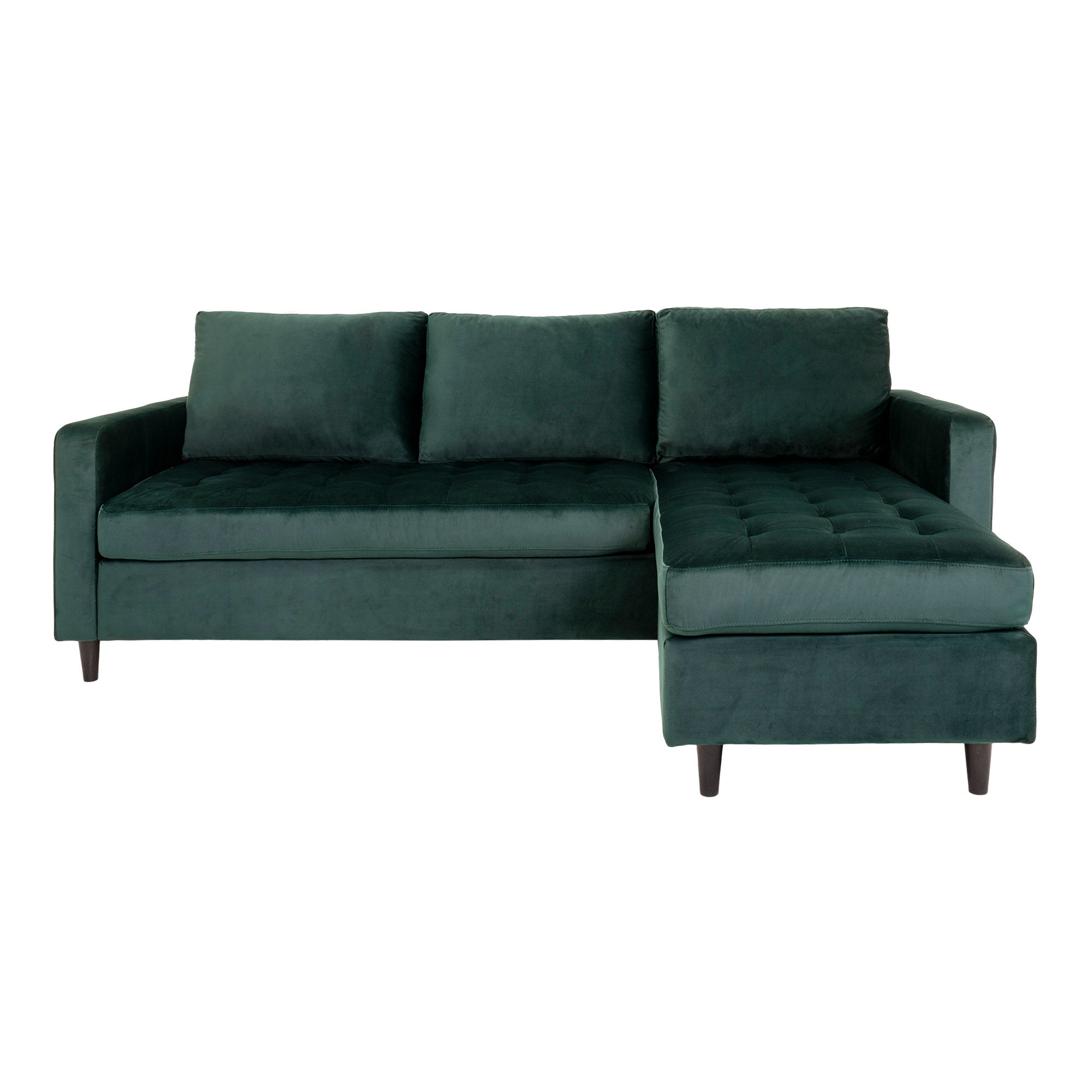 Firenze Sofa - Sofa I Velour, Mørkegrøn Med Sorte Træben, Hn1006