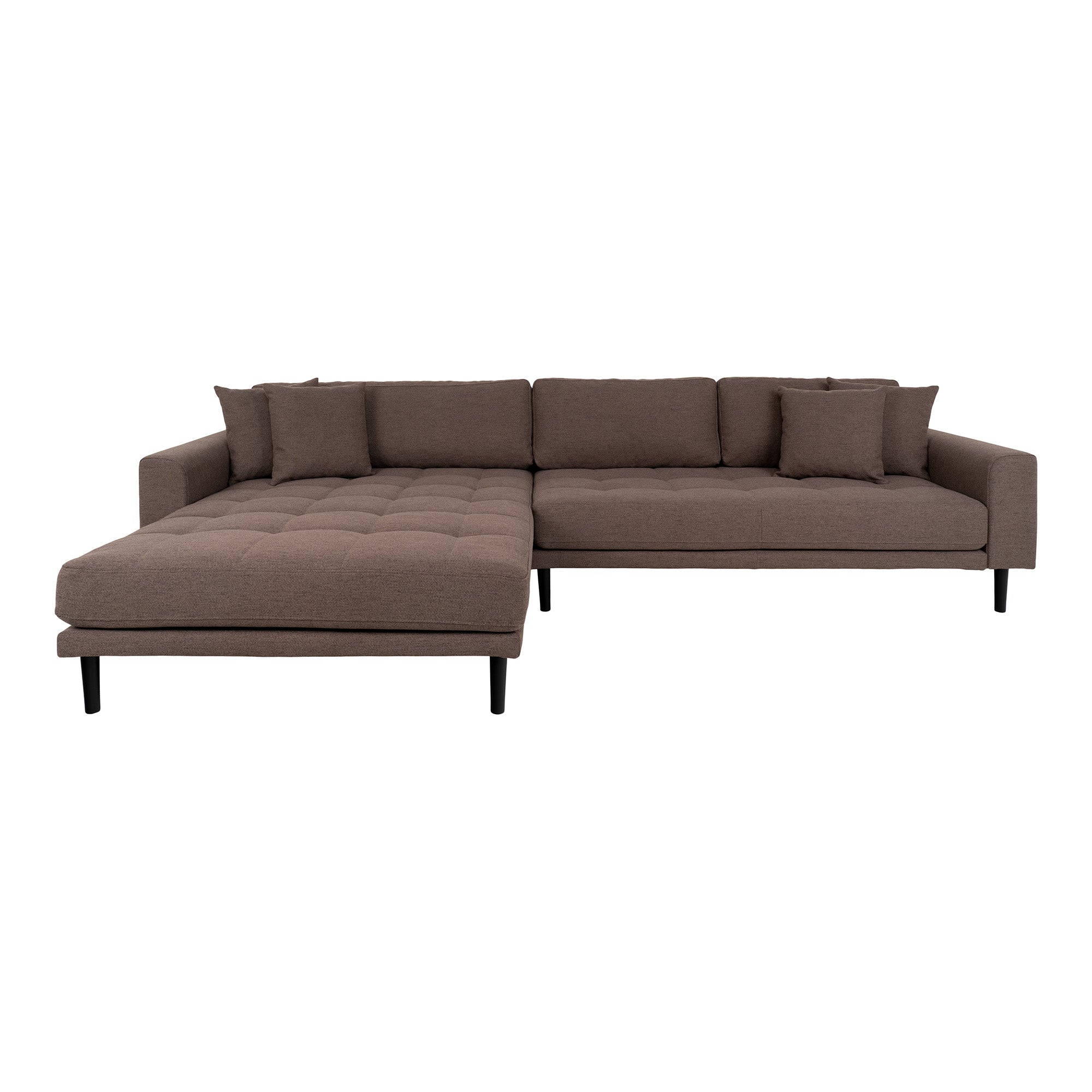 Billede af Lido Lounge Sofa - Lounge Sofa, Venstrevendt I Brun Med Fire Puder Og Sorte Træben, Hn1055