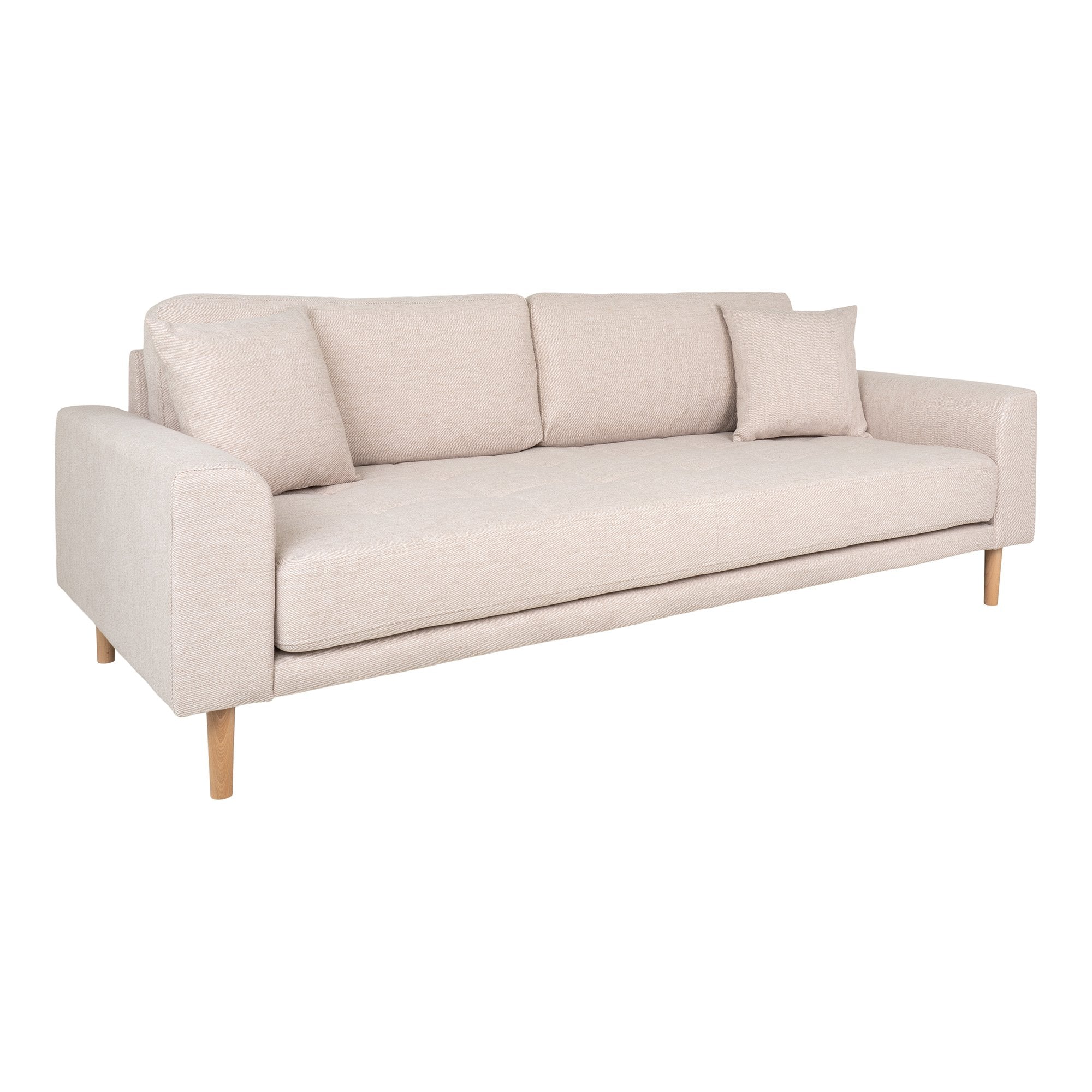 Lido 3 Personers Sofa - 3 Personers Sofa, Sand Med To Puder Og Natur Træben, Hn1050