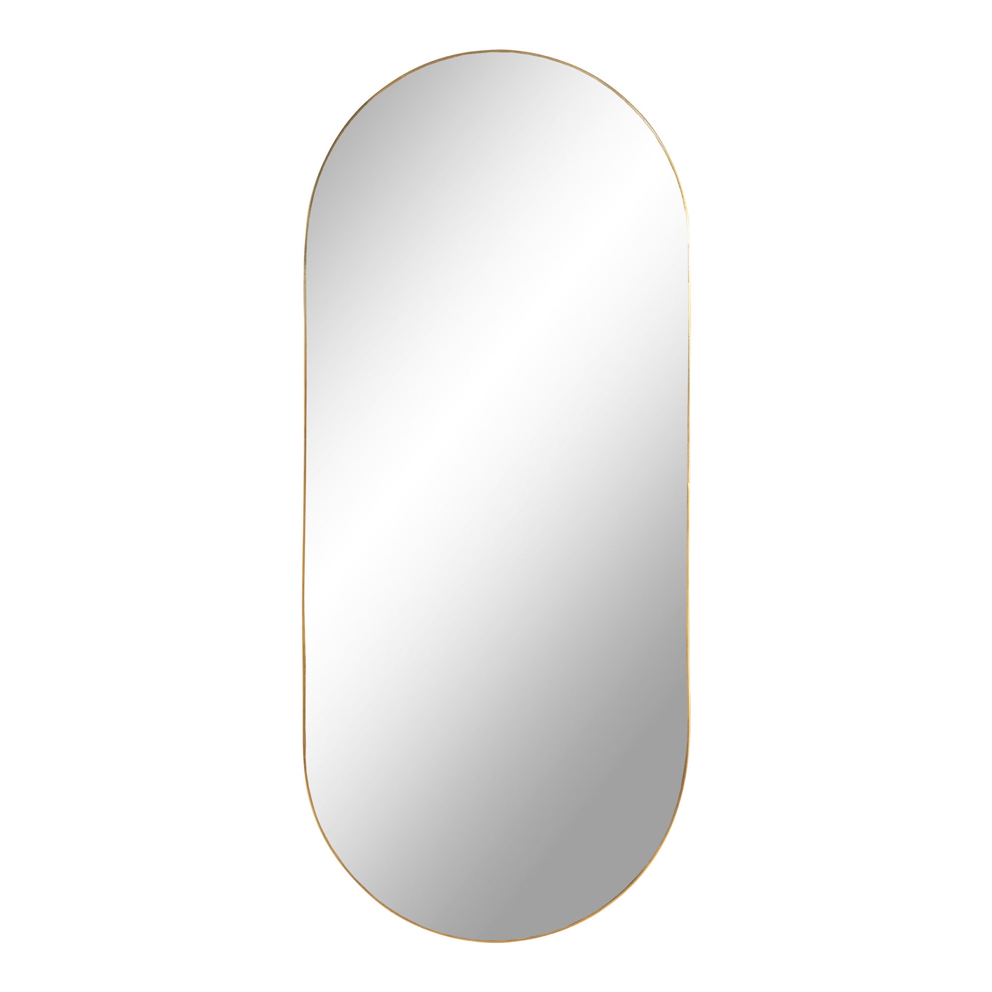 Se Ovalt spejl med ramme i messing look 35x80 cm - 4001430 hos Billige Bolig Møbler