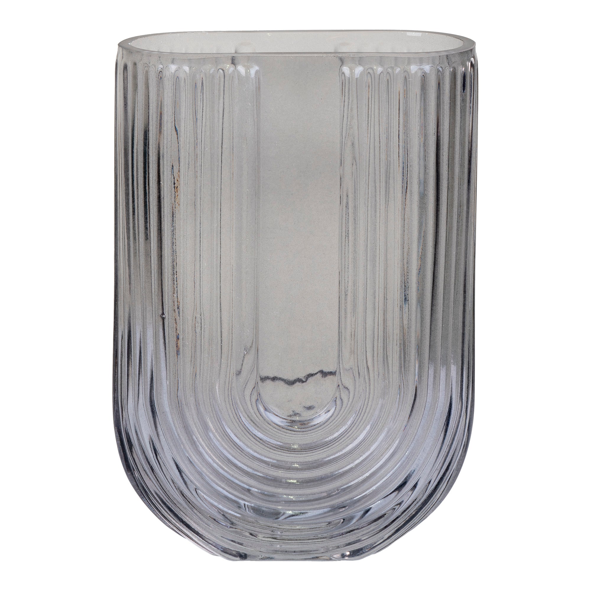 Se Vase - Vase i glas, smoked, U-form, 13x6x19 cm hos Billige Bolig Møbler