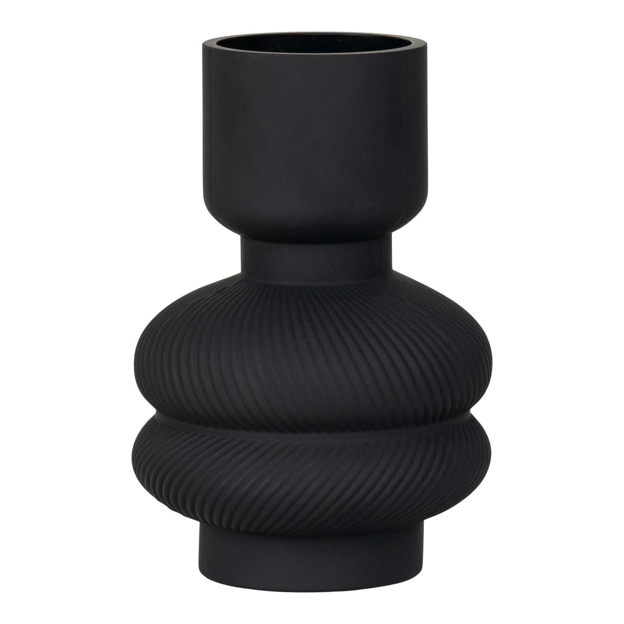 Se Vase - Vase i glas, sort, rund, Ø15x22 cm hos Billige Bolig Møbler
