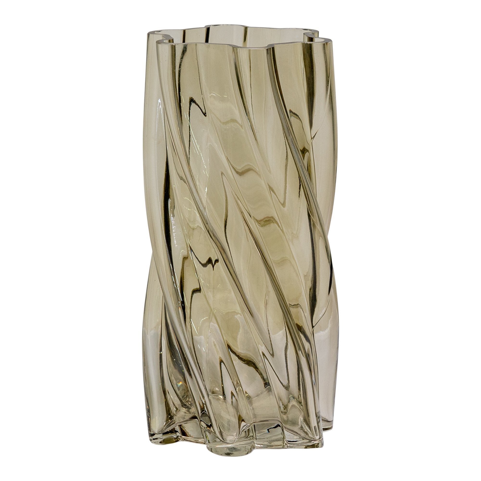 Billede af Vase - Vase, Mundblæst Glas, Røget Grøn, Ø12,5X25 Cm