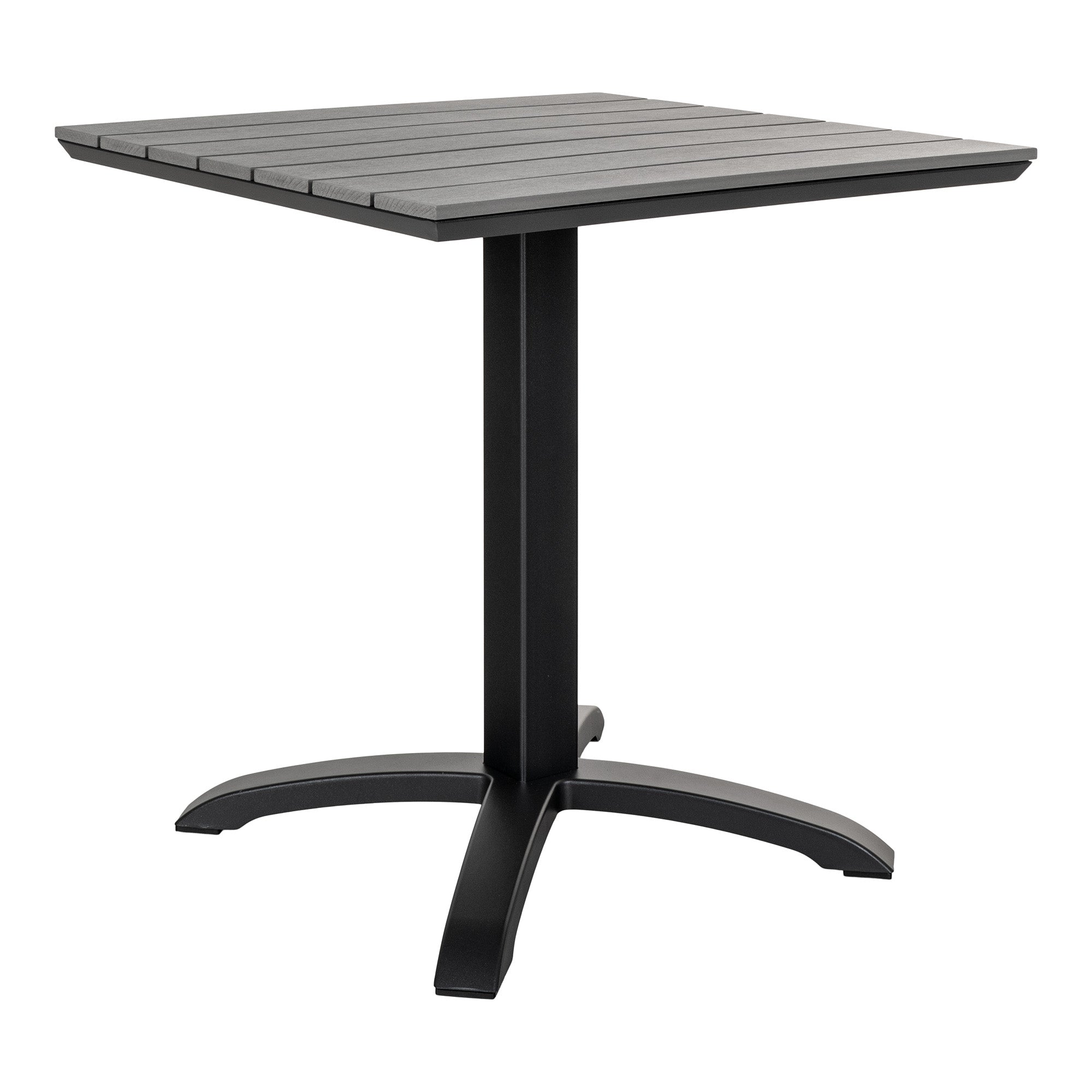 Se Chicago Cafébord - Cafébord med bordplade i grå nonwood og sorte ben, 70x70x72 cm hos Billige Bolig Møbler