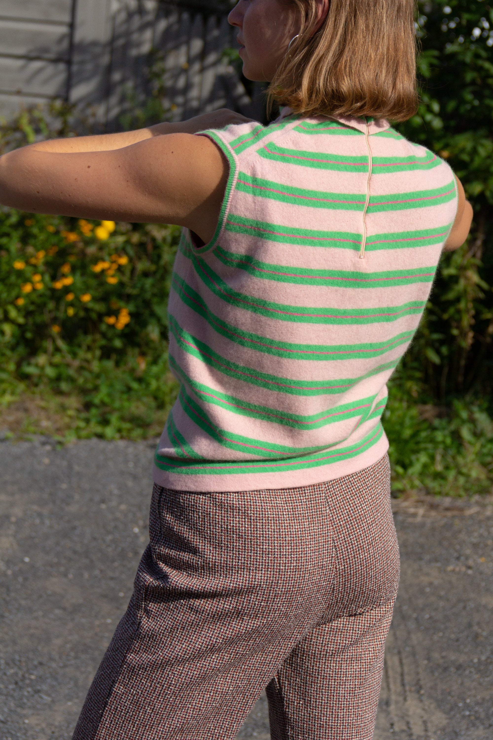 1960s Angora Stripe Shell Top