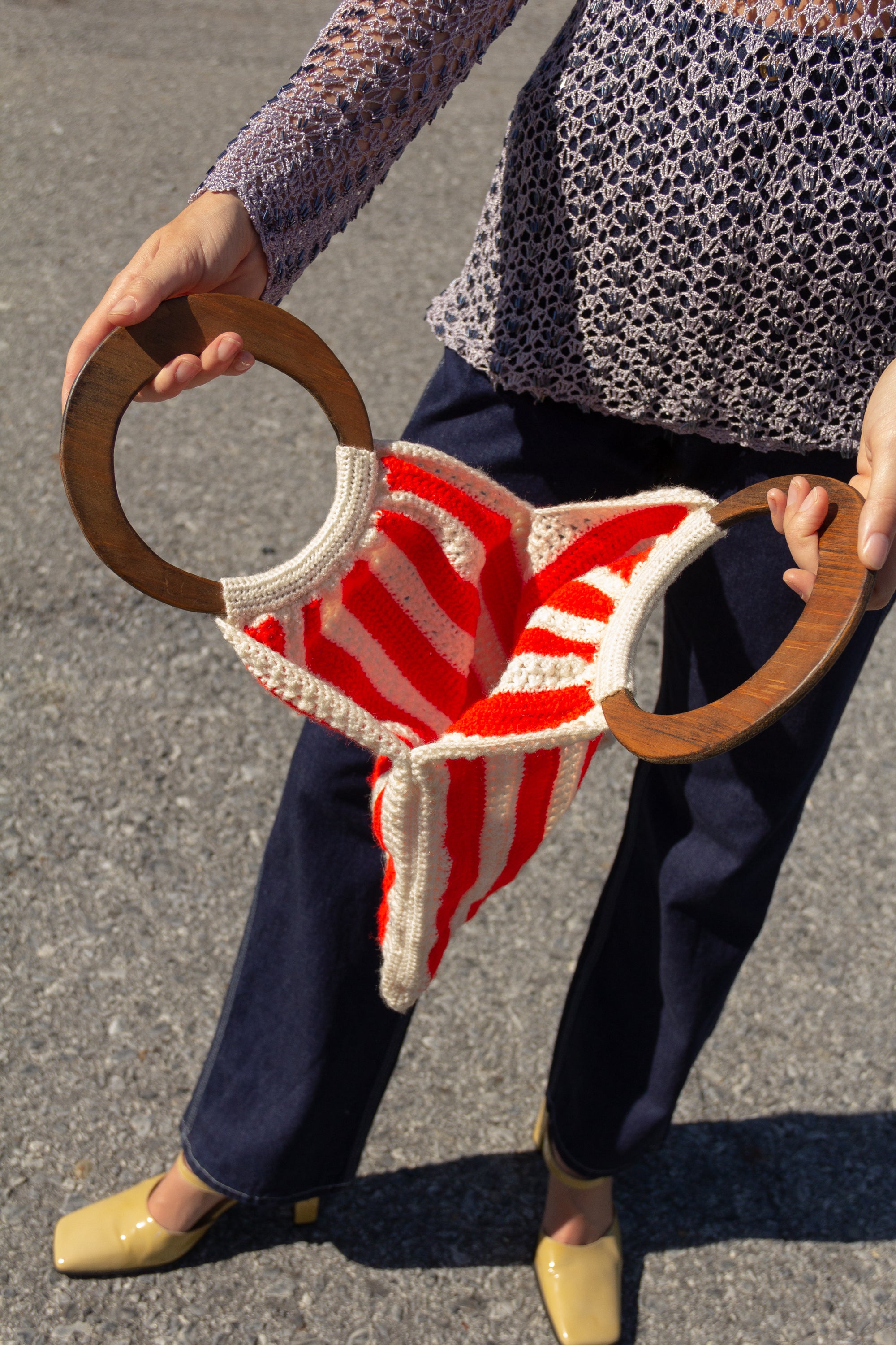 1970s Knit Stripe Tote