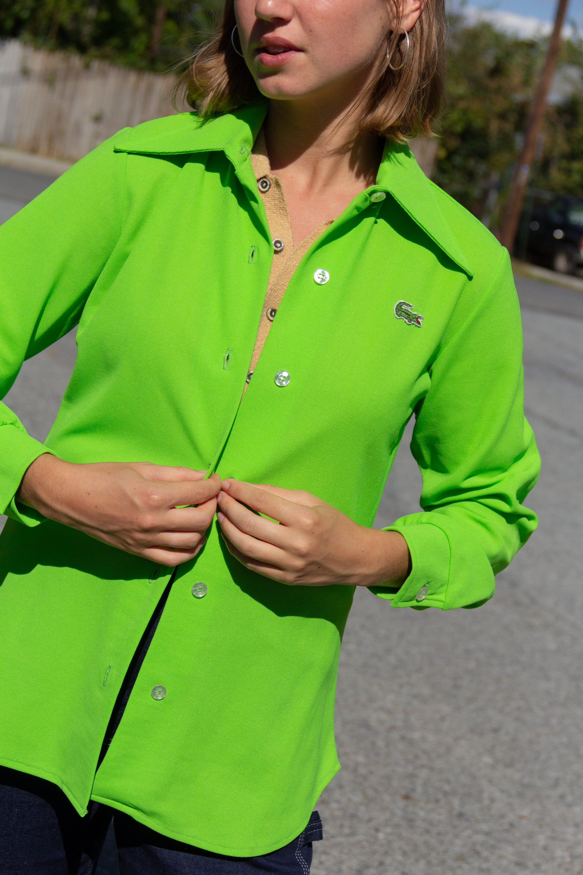 1970s Lacoste Lime Collared Shirt