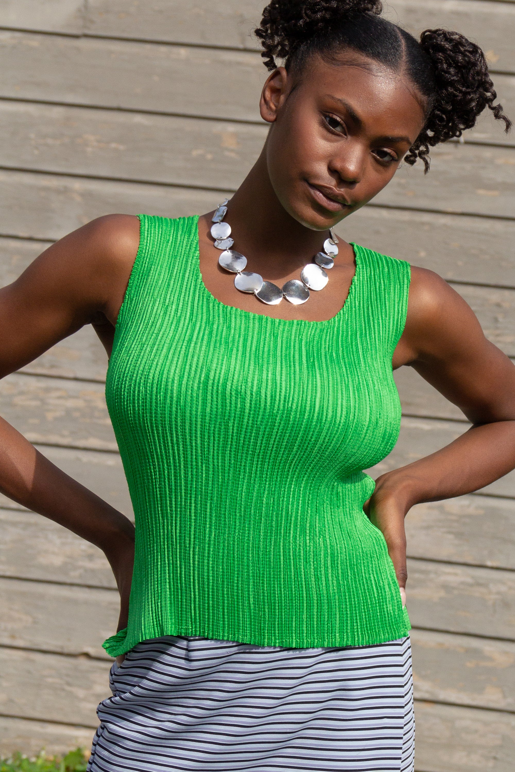 1990s Kelly Green Pleat Tank