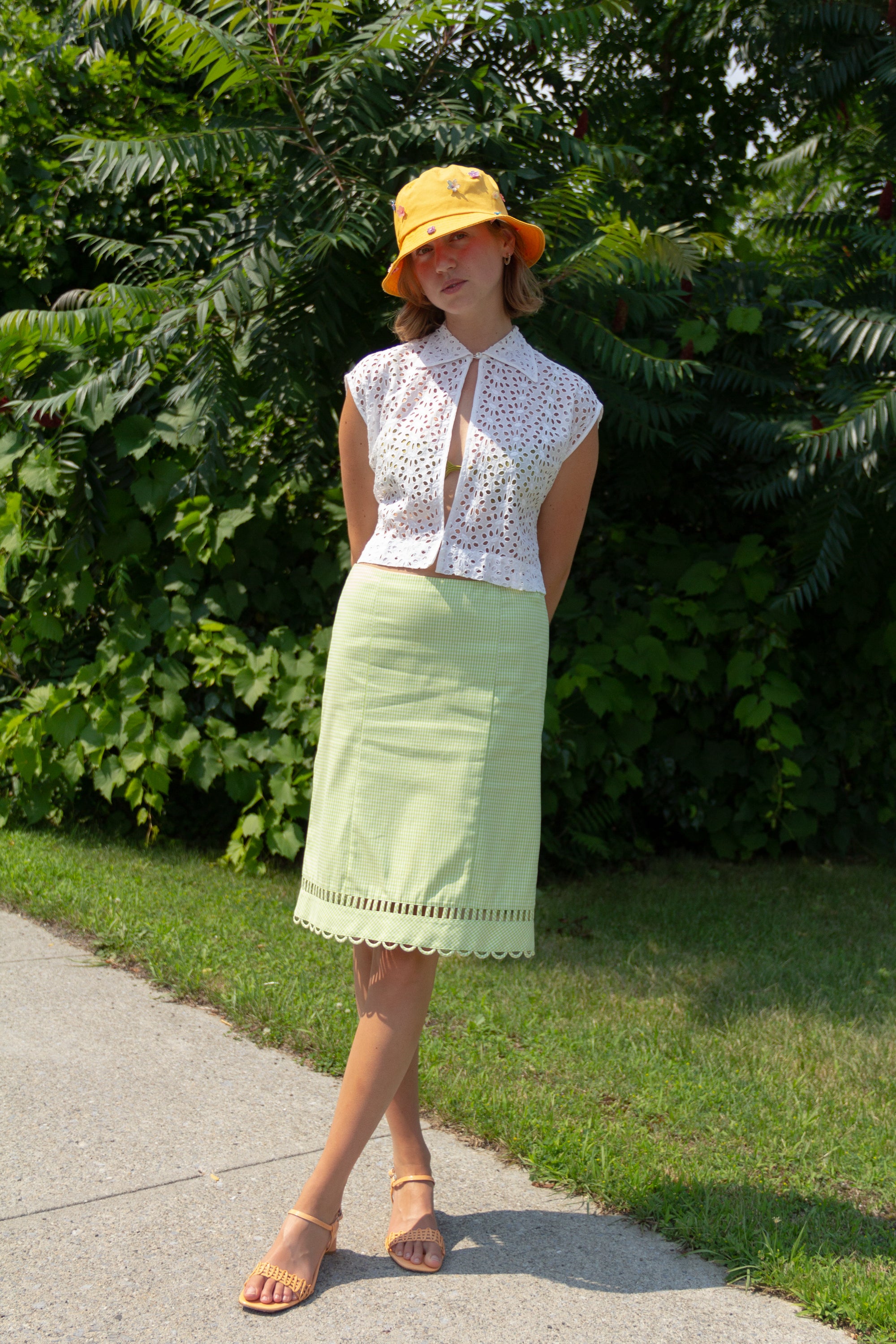 2000s Lepore Lime Gingham Skirt