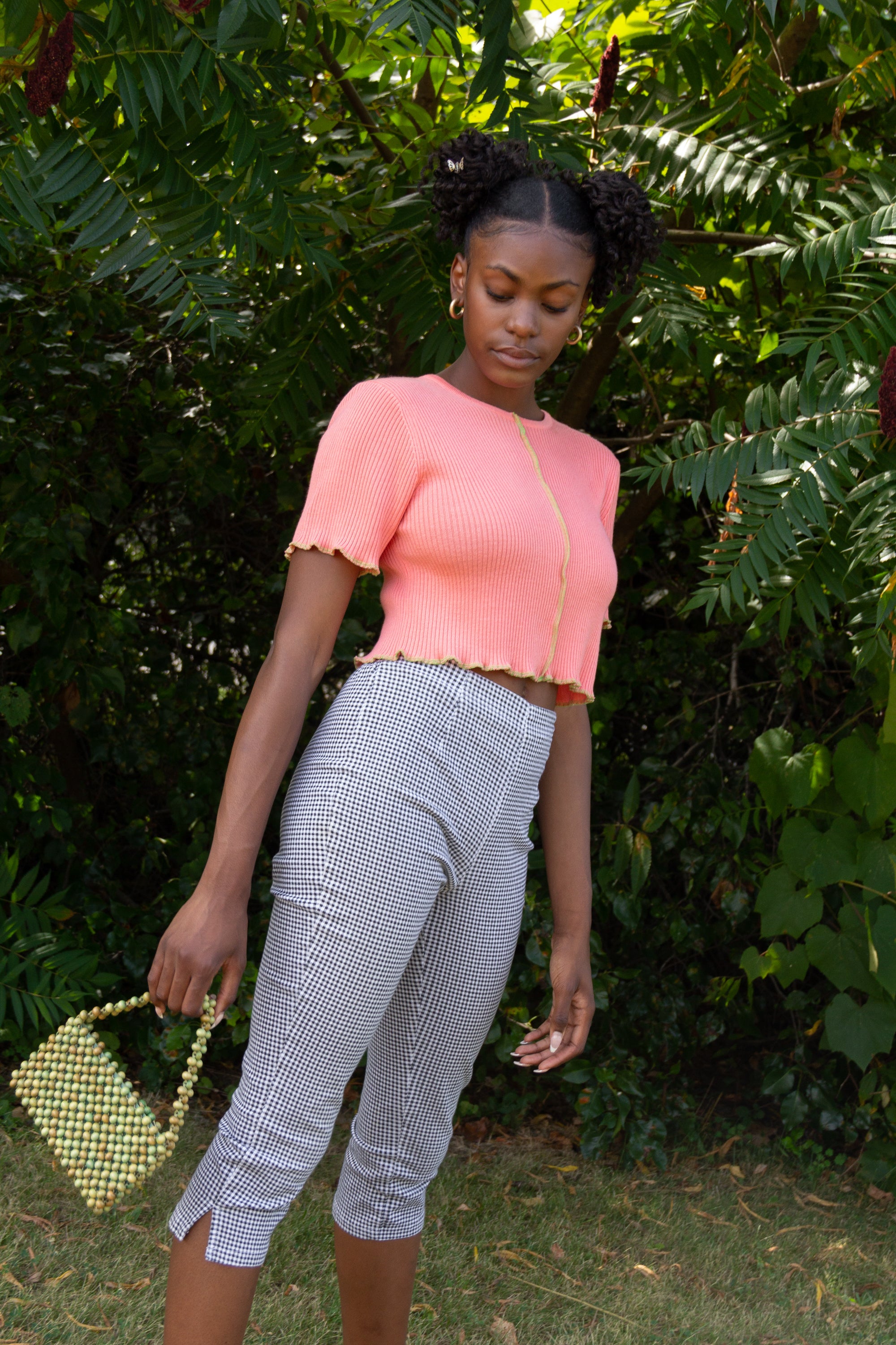 Candy Pink Ribbed Stitch Crop
