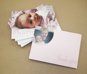 charolette thank you baby postcards in pink web