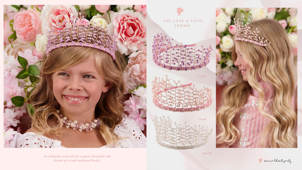 Designer Childrens Princess crowns in crystal and pearl