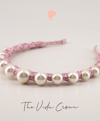 pink big pearl designer headband