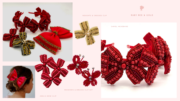 Designer Red and Gold Luxury Hair Accessories for Children