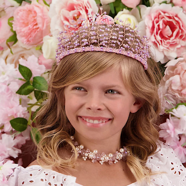 Best luxury girls tiaras and crowns.  This lilac and pink tiara girls headband is uniquely handmade with pearls and crystals by Sienna Likes to Party Kids Accessories