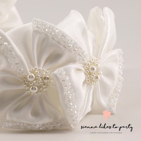 white floral pearl headband charm