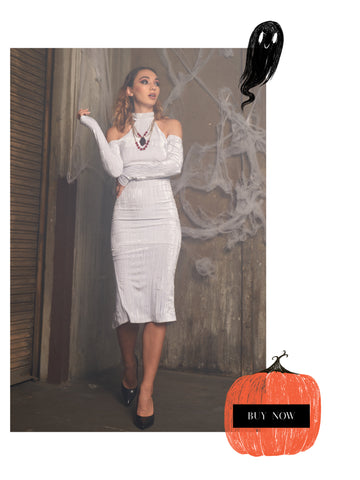 Wholesale halloween outfit - white velvet dress