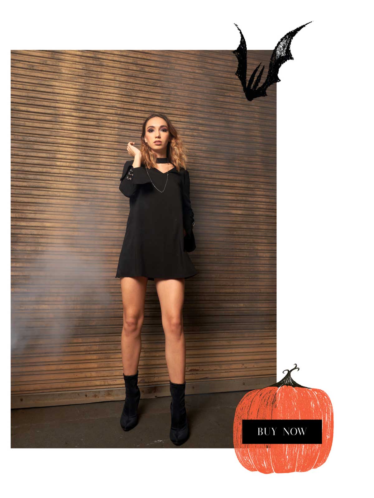 Wholesale halloween outfit - black mini cute dress