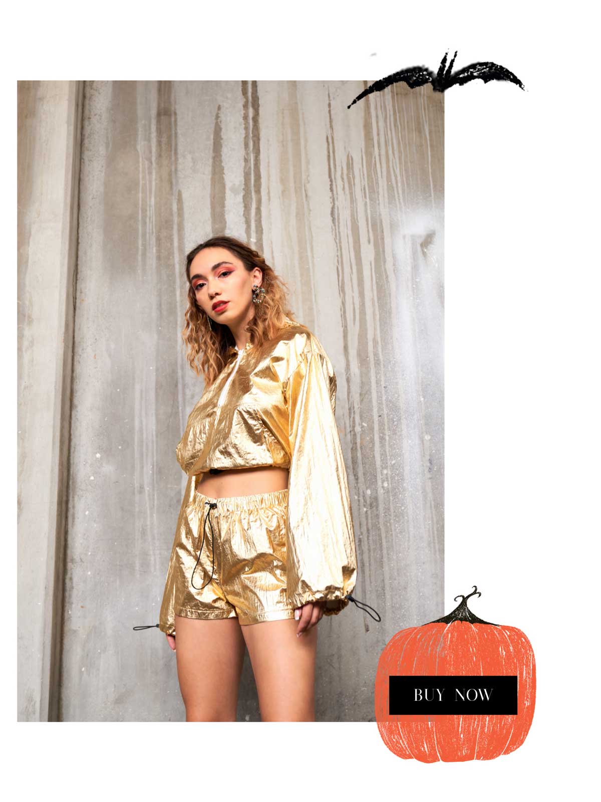 Halloween Wholesale Fashion Trends mix and match 2 piece set gold shiny metal