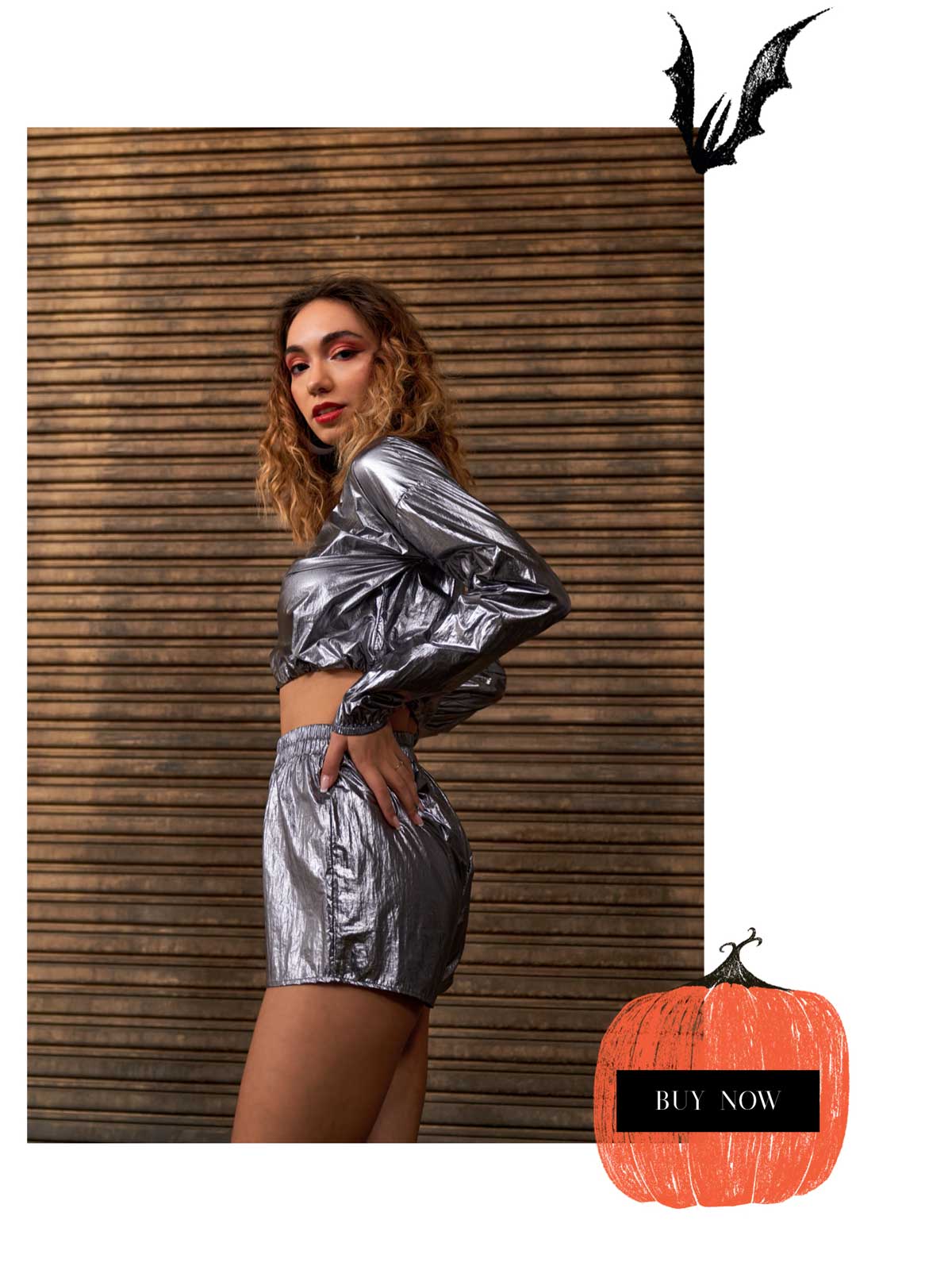 Halloween Wholesale Fashion Trends mix and match 2 piece set silver shiny metal