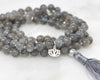Dharma Mala made with Labradorite and sterling silver lotus flower pendant.
