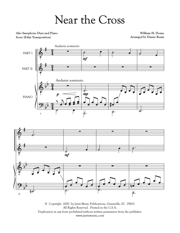 Near the Cross - Alto Saxophone Duet