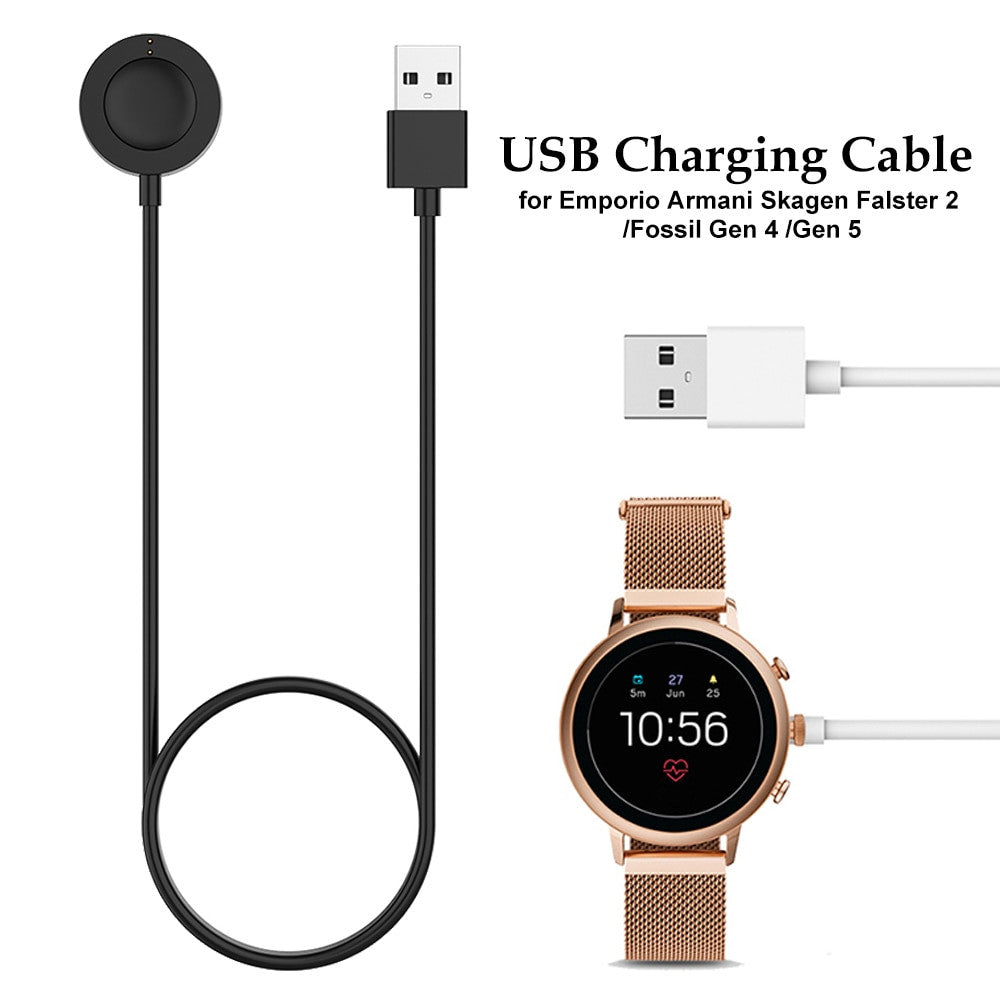 1m USB Charging Cable Charging Dock Cradle Magnetic Fixed Charger Power for Emporio Armani Skagen Falster 2 Fossil Gen 4 Gen 5