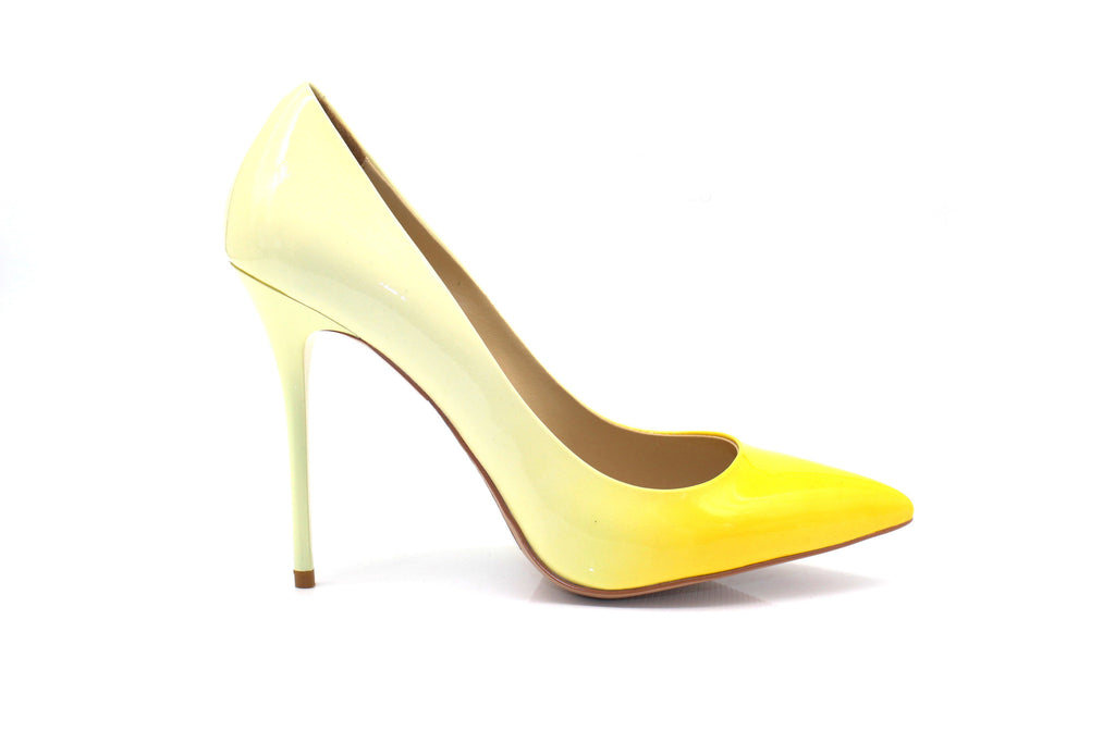 yellow high heel pumps