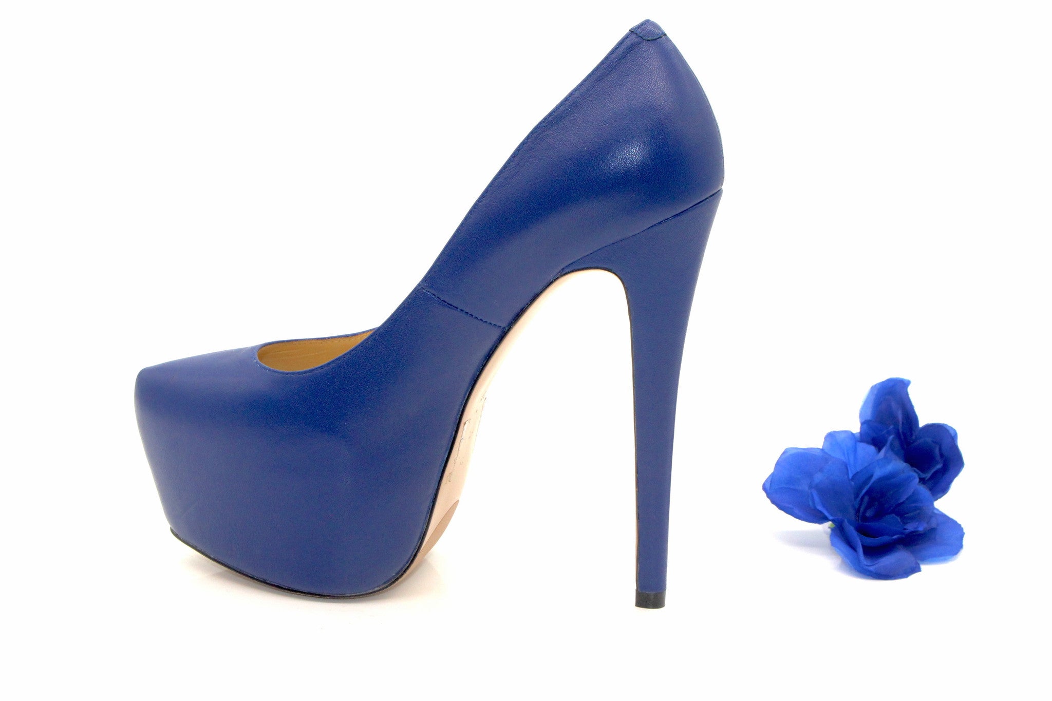 blue platform heels