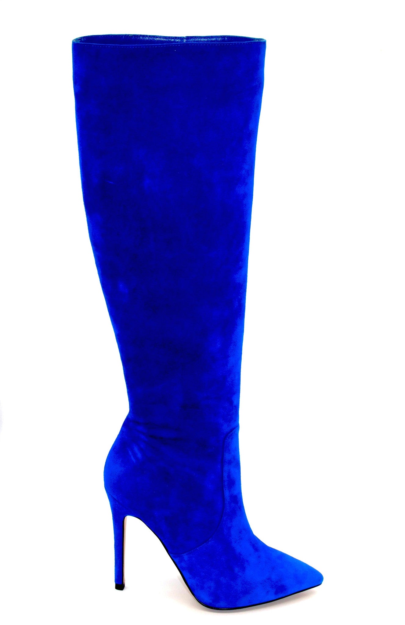 blue suede tall boots