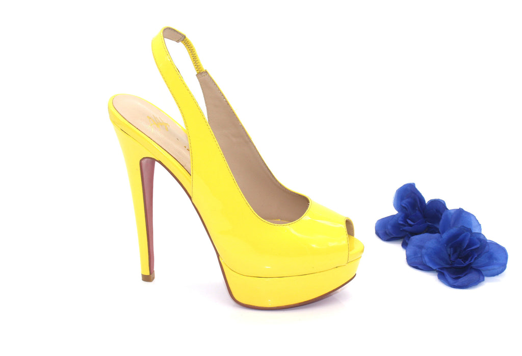 yellow flower heels