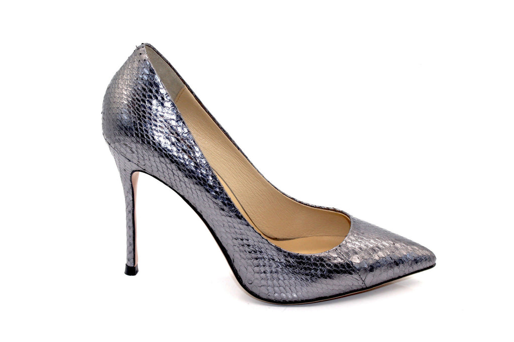 silver designer heels