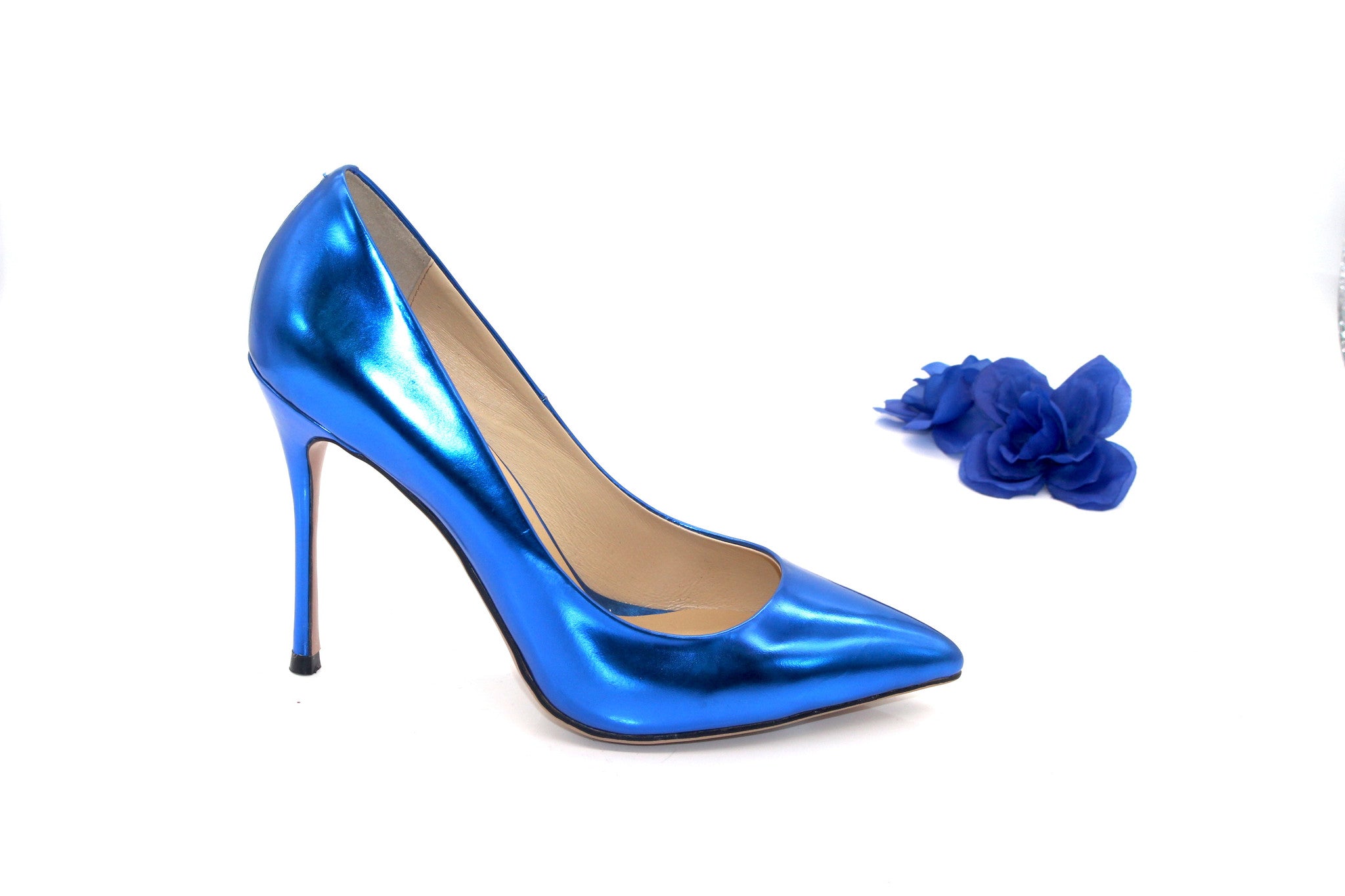 blue shiny shoes