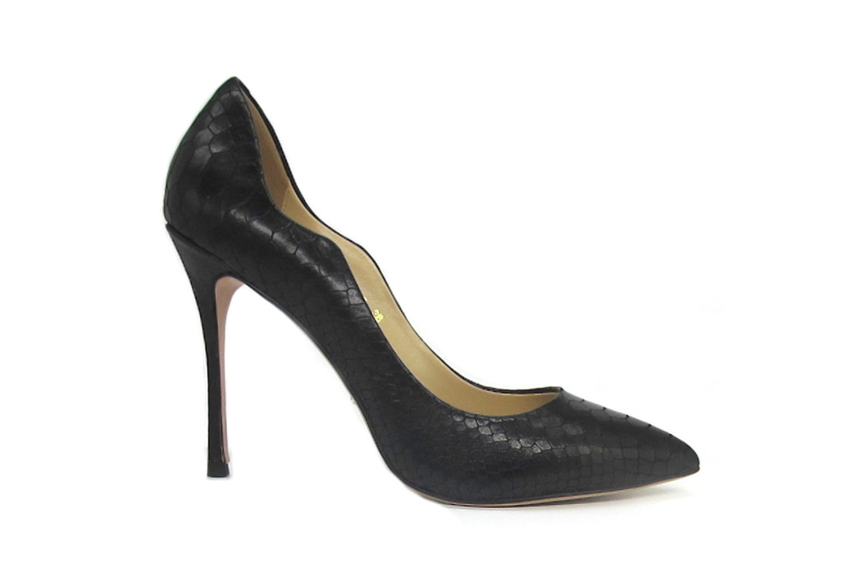 black scalloped heels